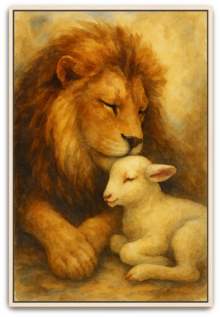Lion and Lamb - Watercolor - Scriptures Illustrated