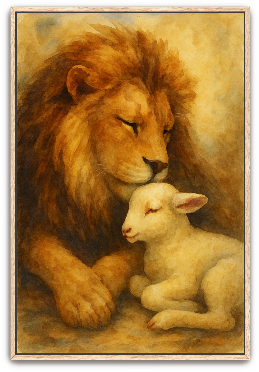Lion and Lamb - Watercolor - Scriptures Illustrated