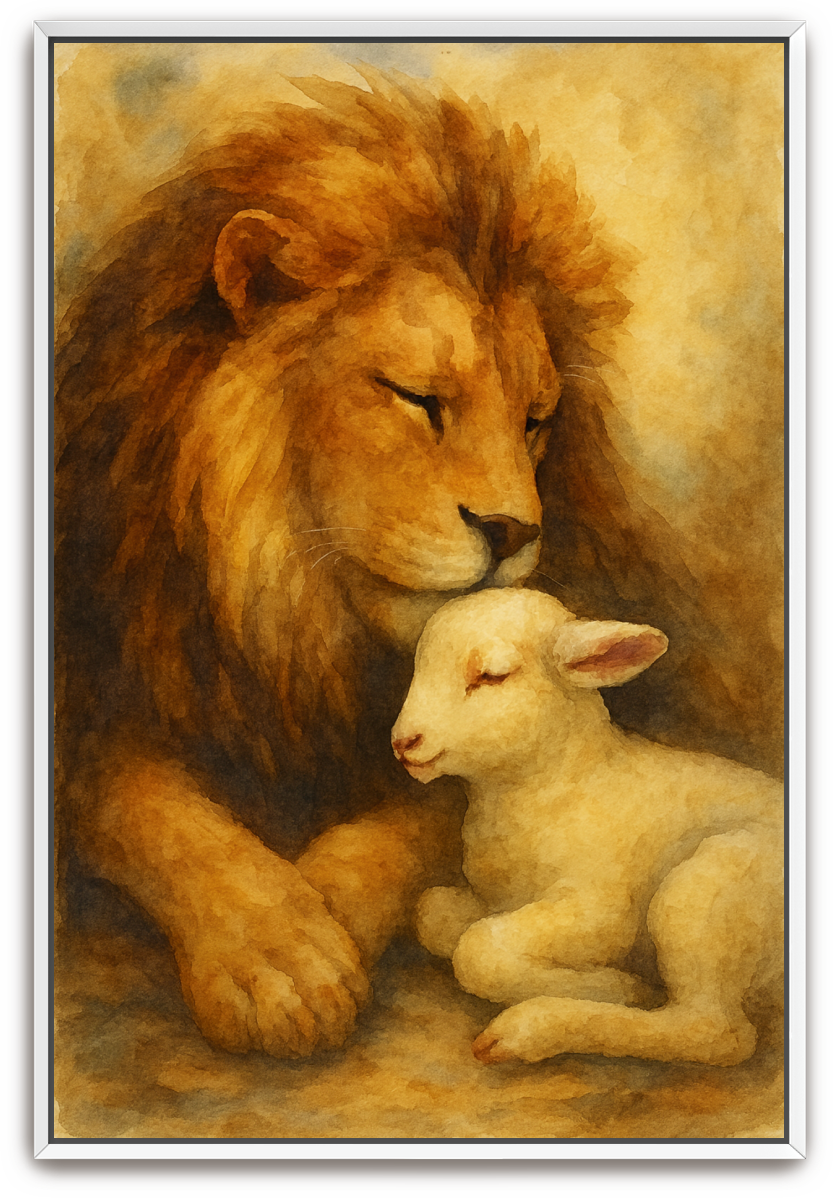Lion and Lamb - Watercolor - Scriptures Illustrated