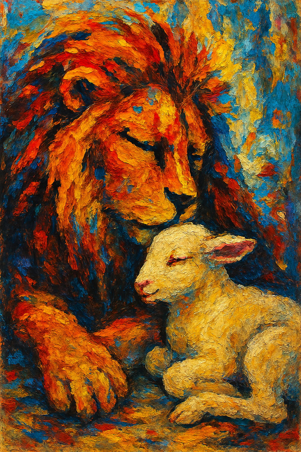 Lion and Lamb - Abstract Expressionism - Scriptures Illustrated