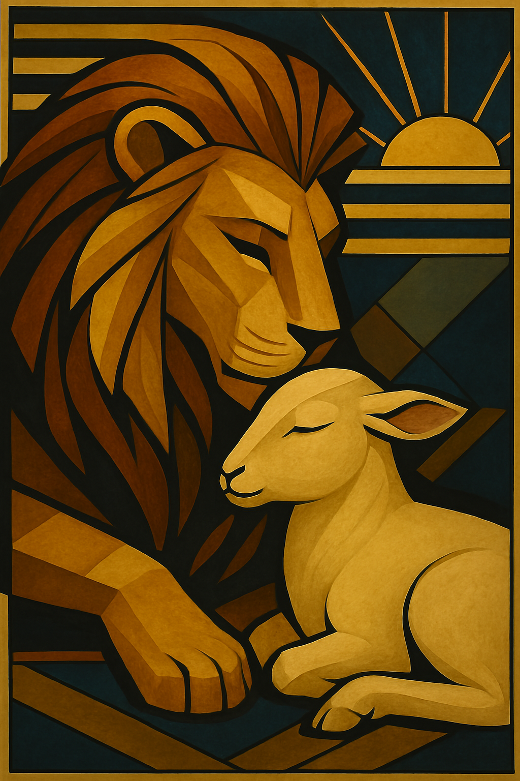 Lion and Lamb - Art Deco - Scriptures Illustrated