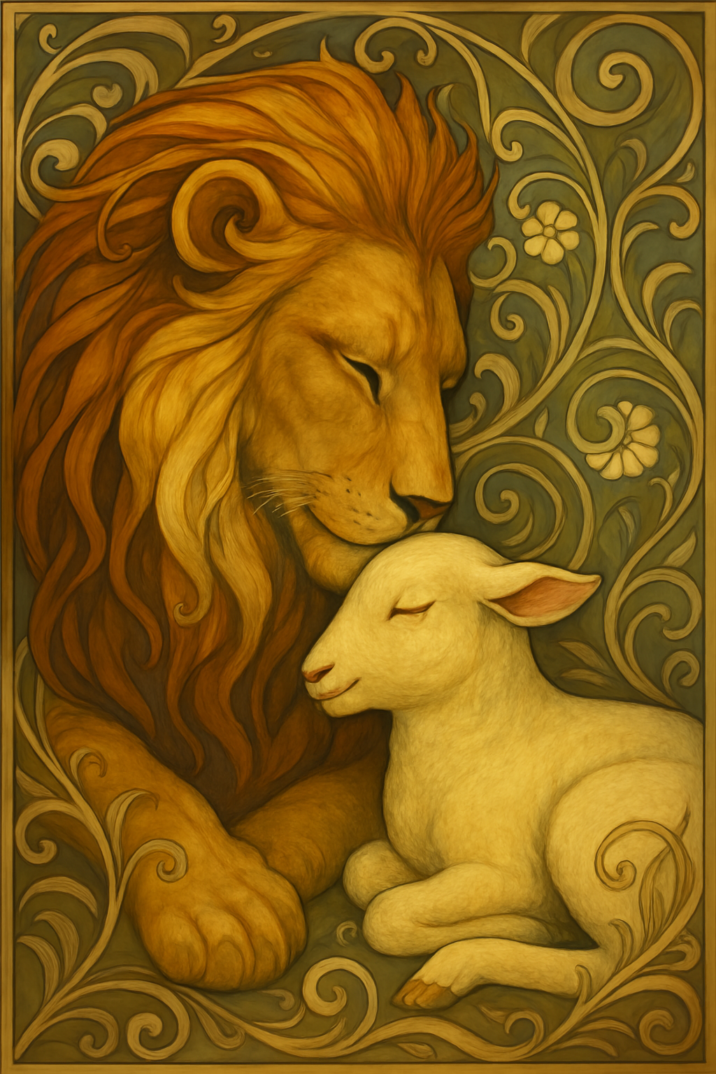 Lion and Lamb - Art Nouveau - Scriptures Illustrated