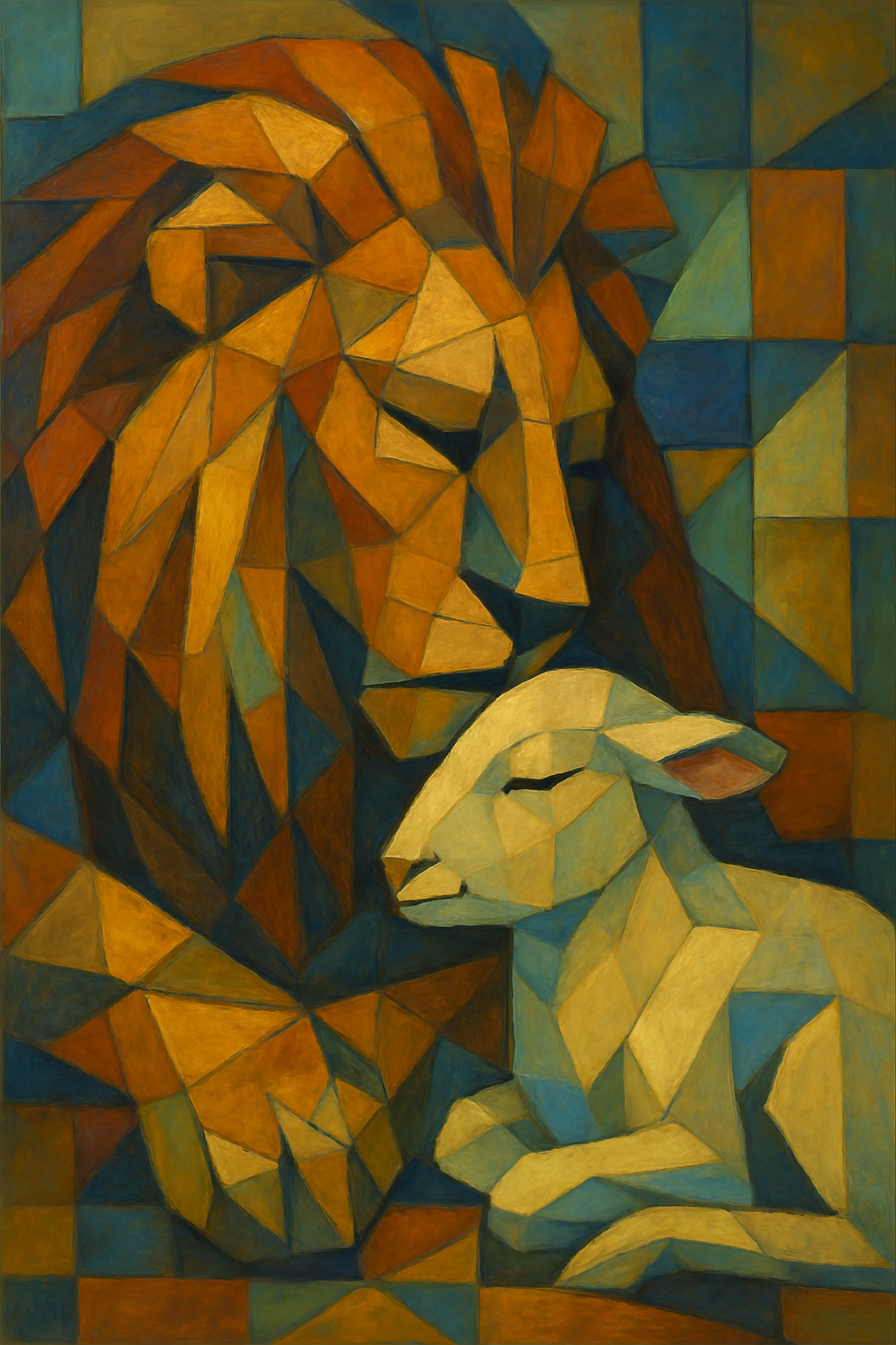 Lion and Lamb - Cubism - Scriptures Illustrated