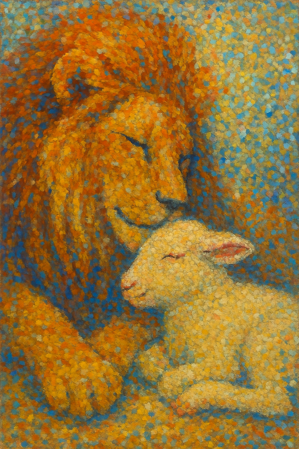 Lion and Lamb - Pointillism - Scriptures Illustrated