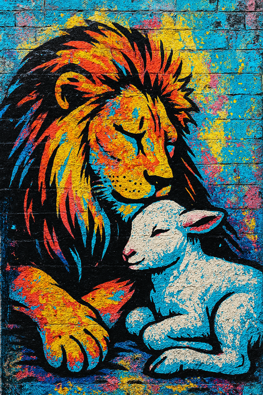 Lion and Lamb - Street Art - Scriptures Illustrated