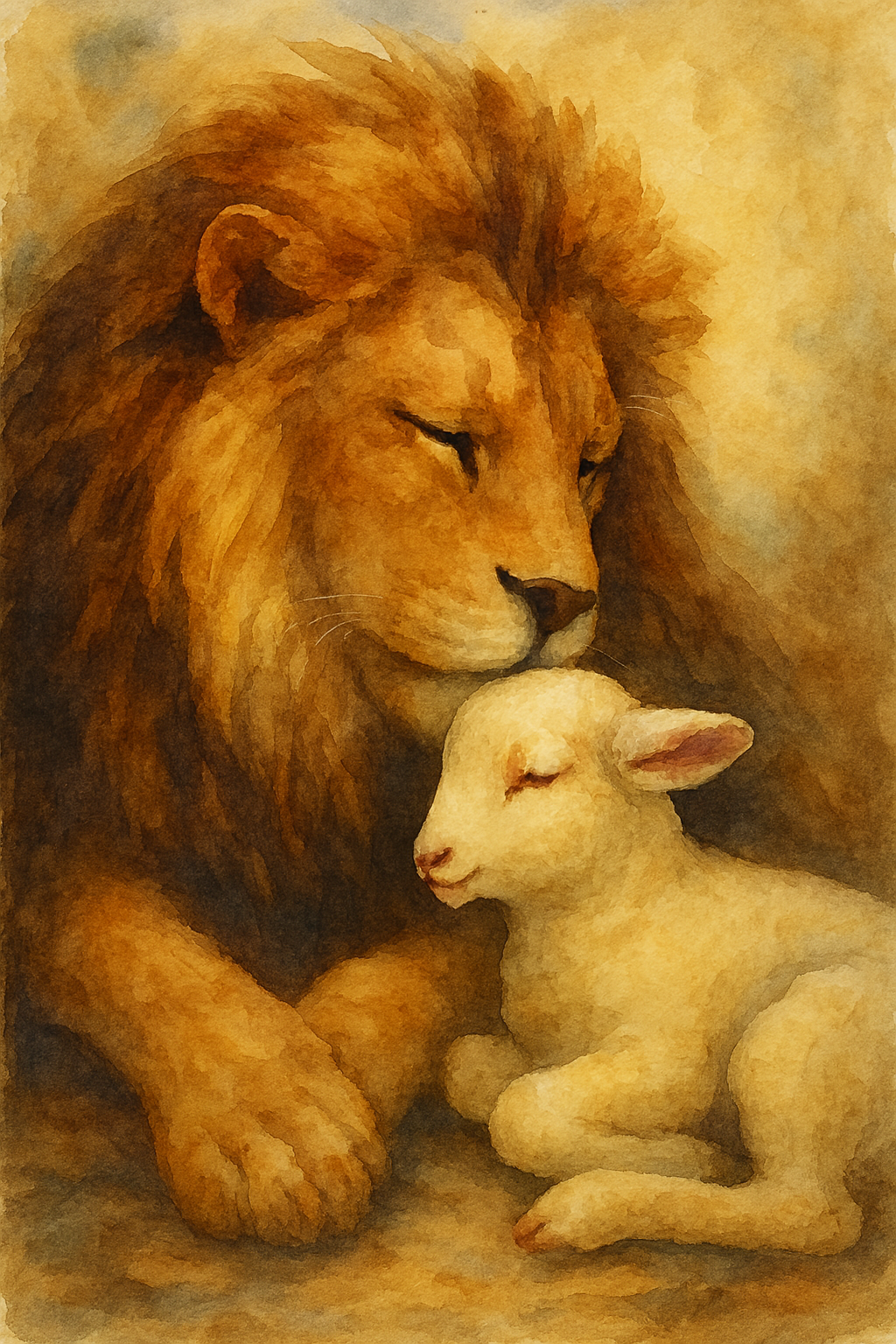 Lion and Lamb - Watercolor - Scriptures Illustrated