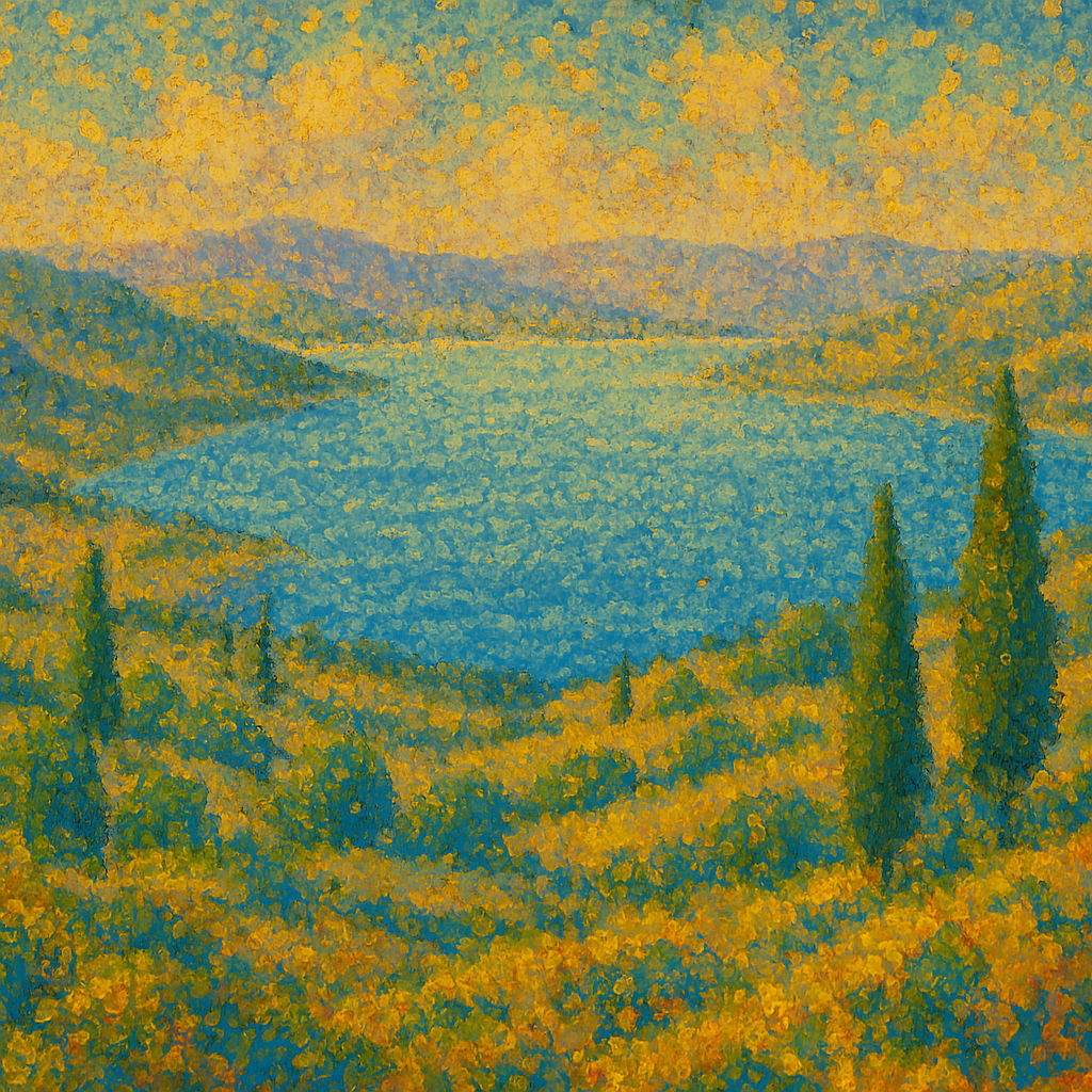 Sea of Galilee 2 - Pointillism - Scriptures Illustrated
