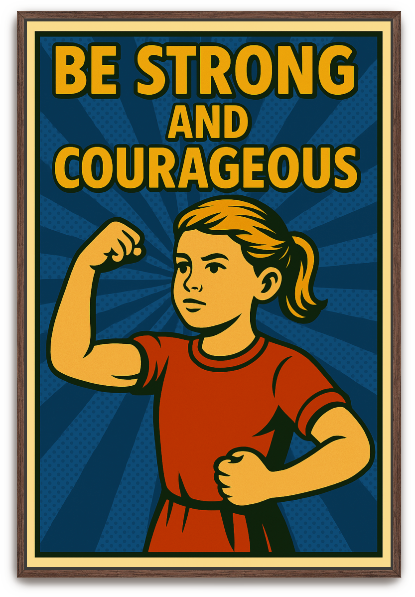 Strong and Courageous Girl - Pop Art - Scriptures Illustrated