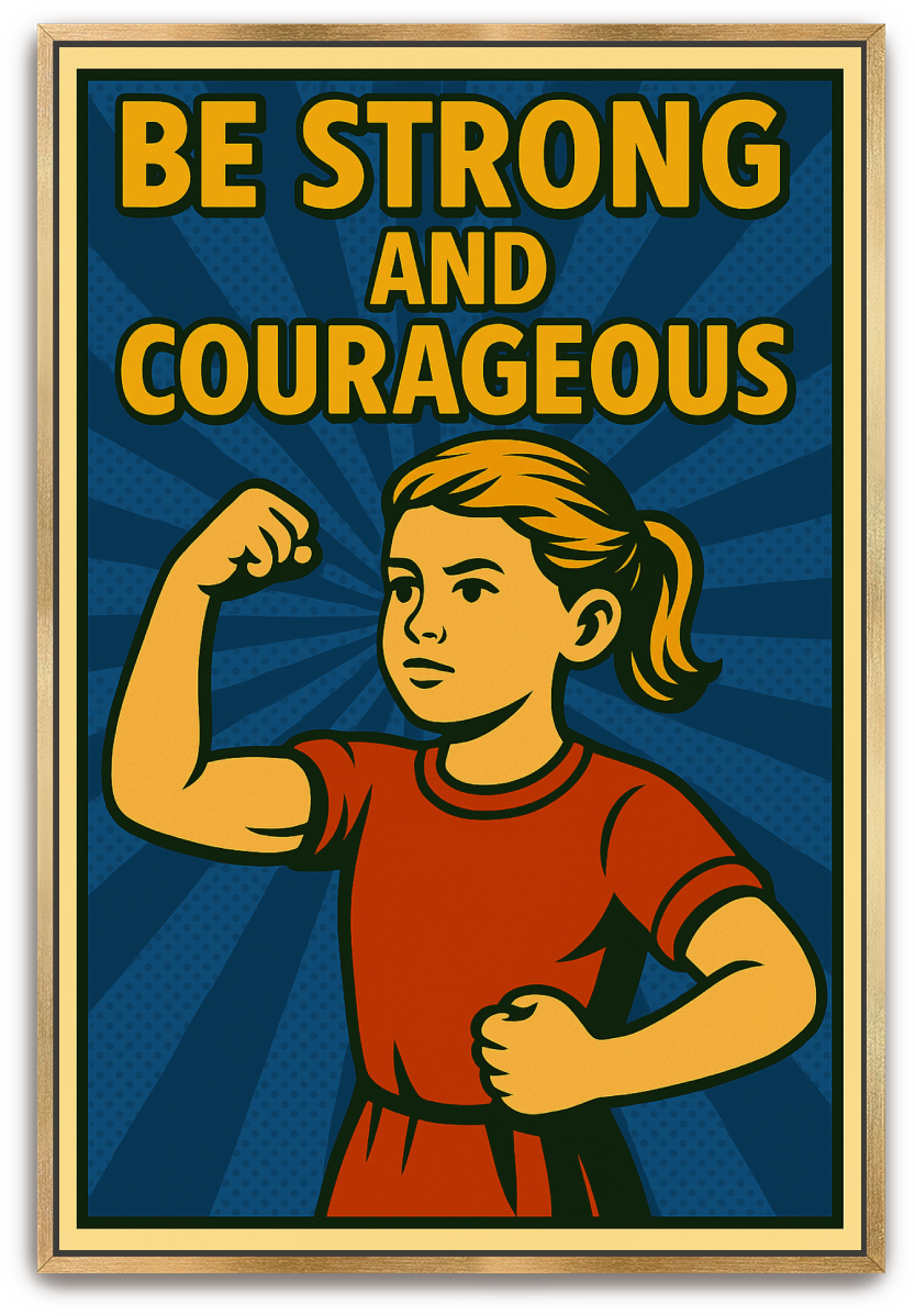 Strong and Courageous Girl - Pop Art - Scriptures Illustrated
