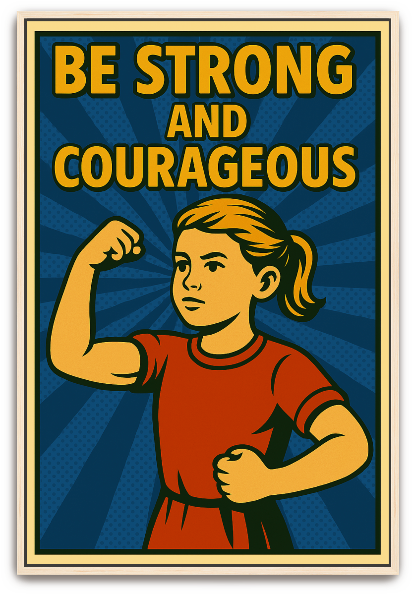 Strong and Courageous Girl - Pop Art - Scriptures Illustrated