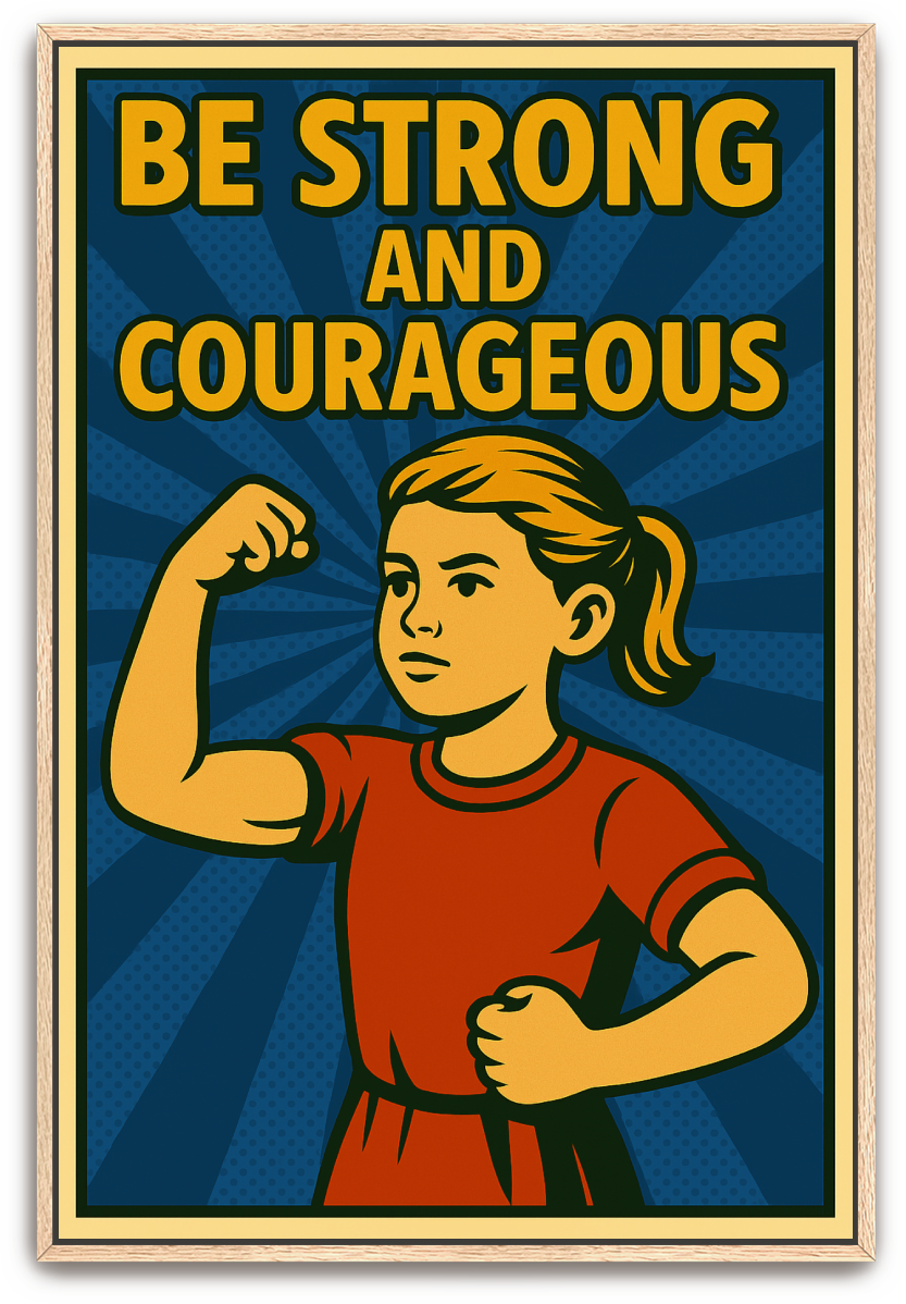 Strong and Courageous Girl - Pop Art - Scriptures Illustrated