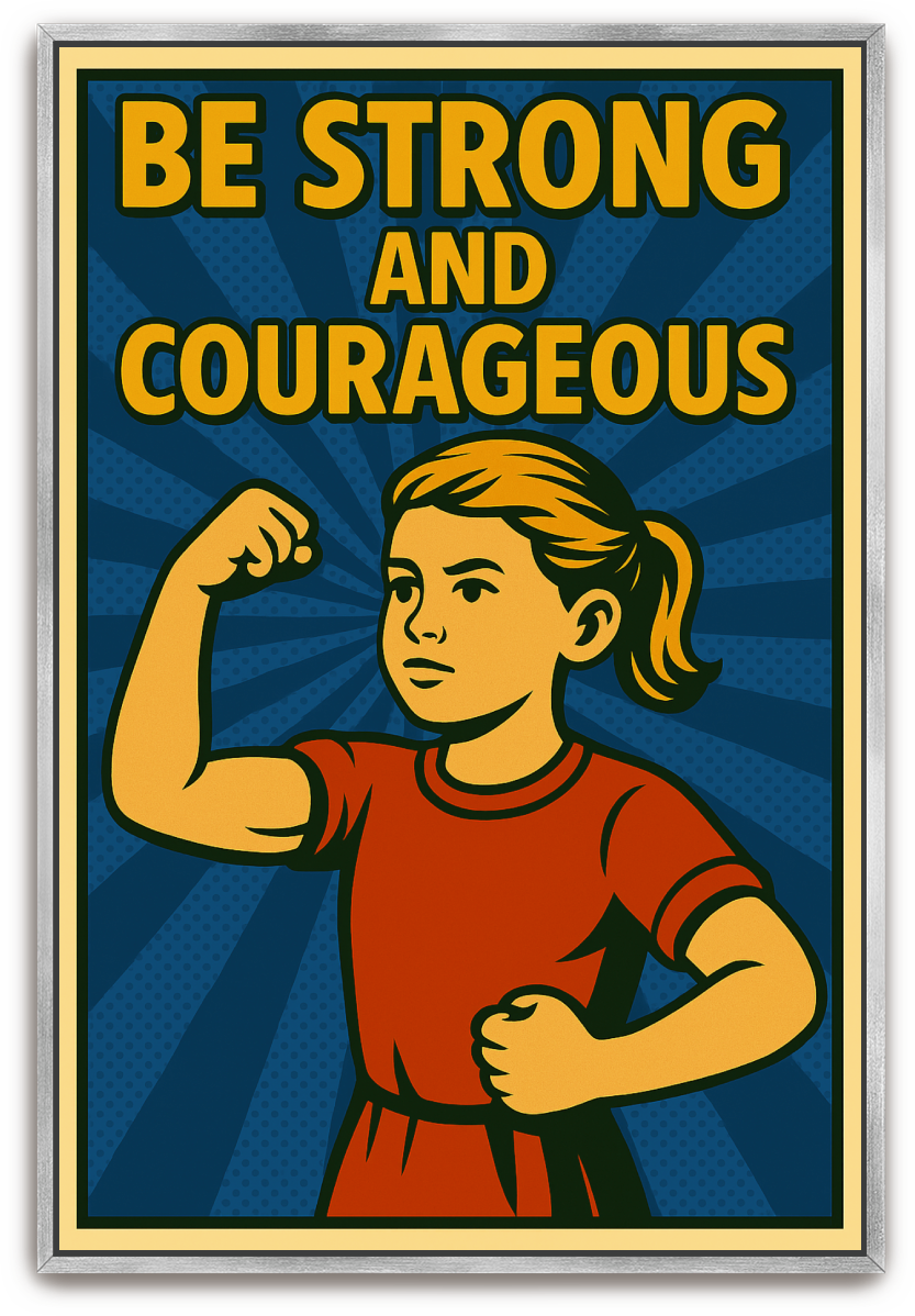 Strong and Courageous Girl - Pop Art - Scriptures Illustrated
