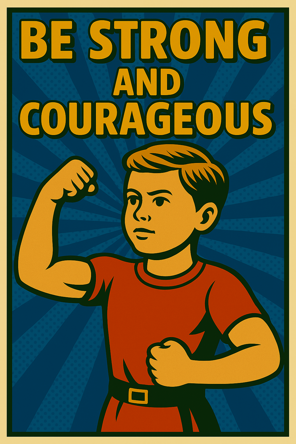 Strong and Courageous Boy - Pop Art - Scriptures Illustrated