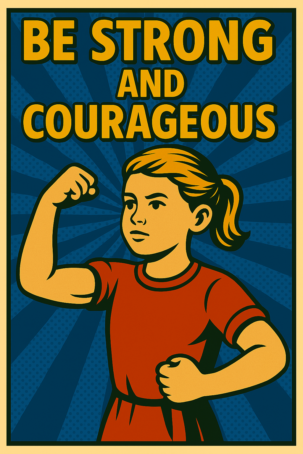 Strong and Courageous Girl - Pop Art - Scriptures Illustrated