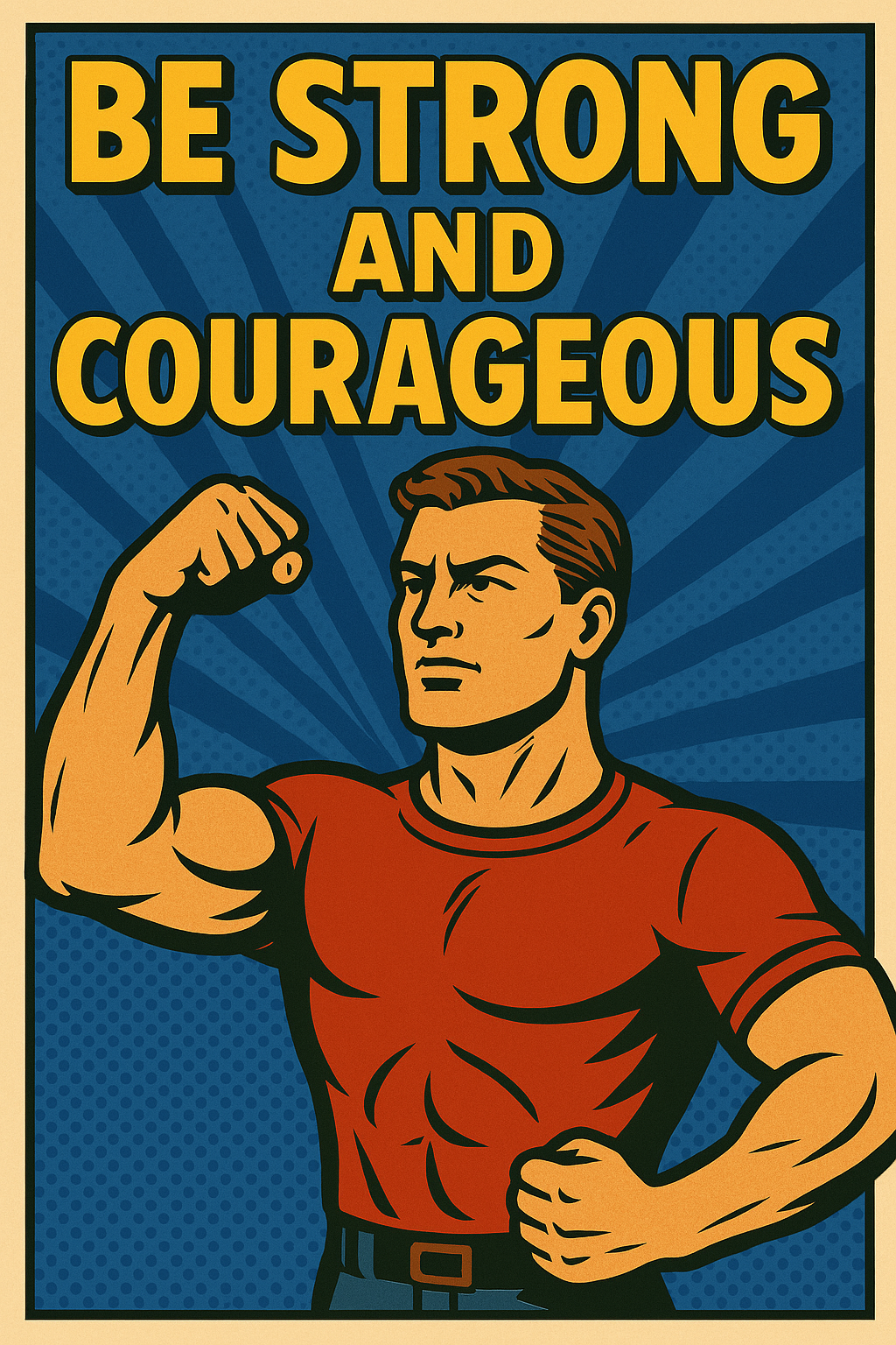 Strong and Courageous Man - Pop Art - Scriptures Illustrated