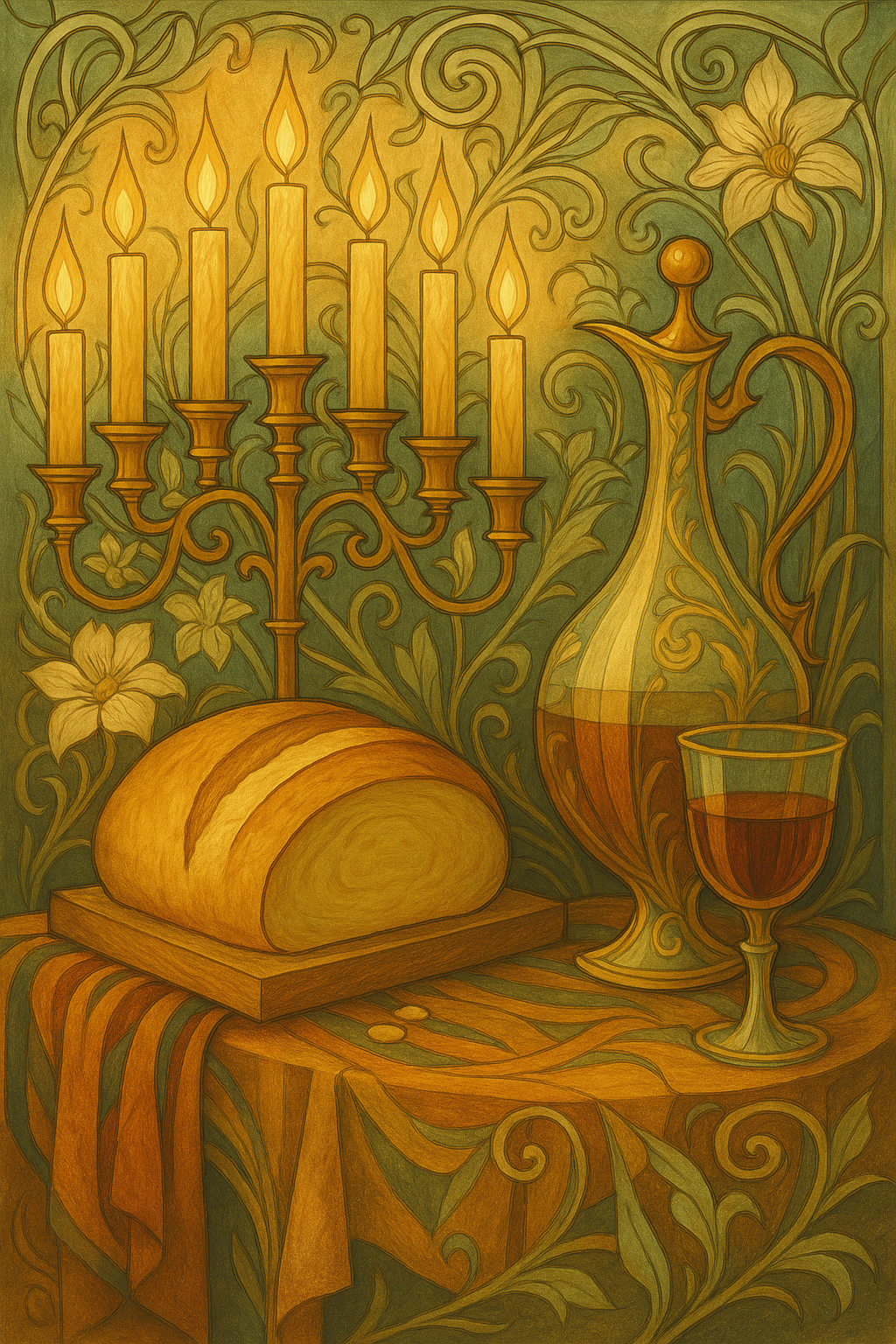 The Lampstand and The Covenant - Art Nouveau - Scriptures Illustrated