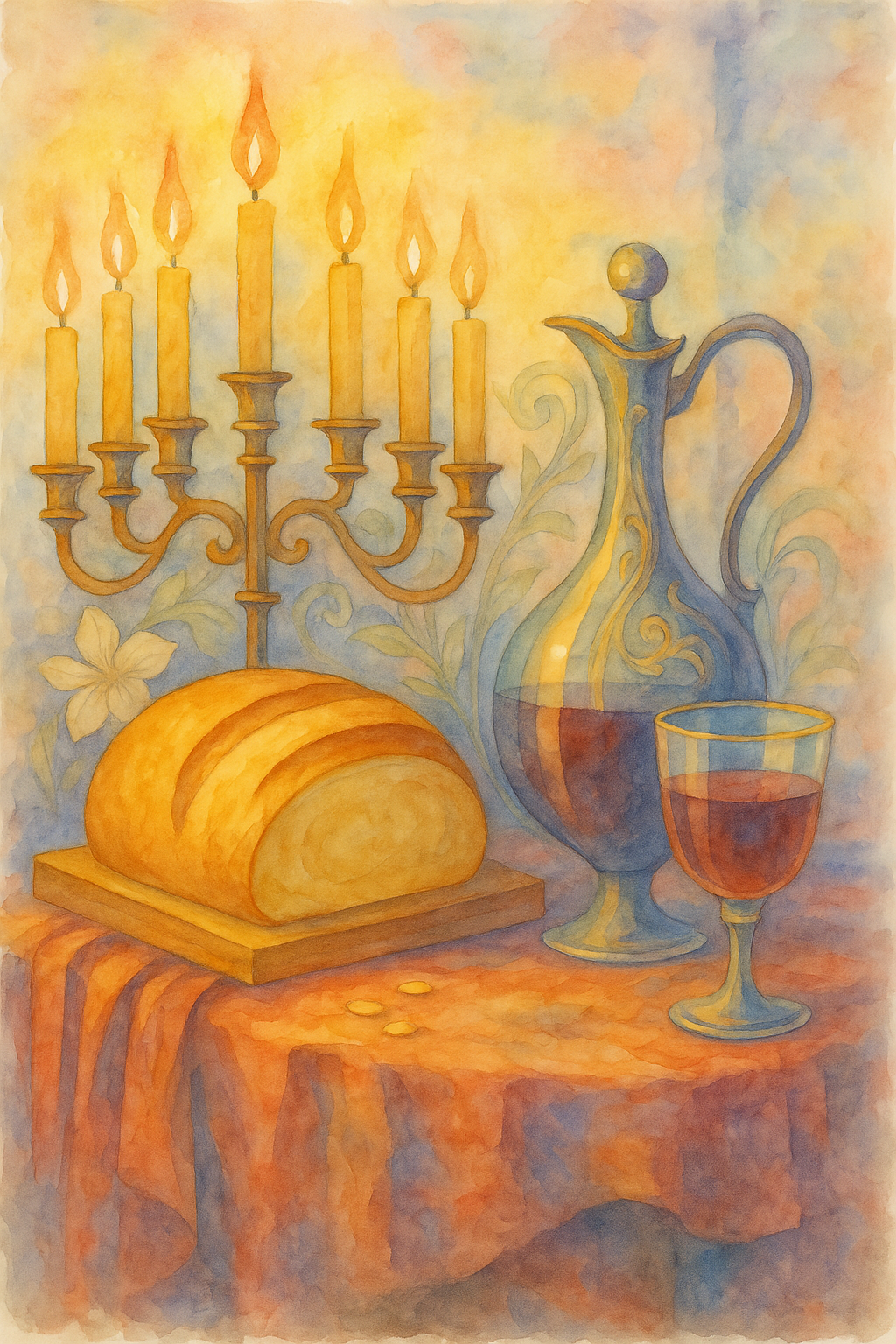 The Lampstand and The Covenant - Watercolor - Scriptures Illustrated