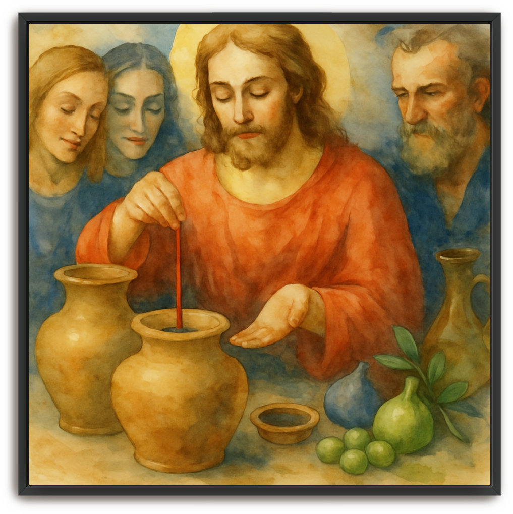 Water to Wine - Watercolor - Scriptures Illustrated