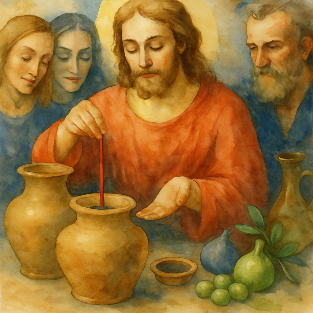 Water to Wine - Watercolor - Scriptures Illustrated